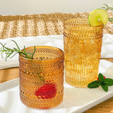 13 oz. Vintage Textured Amber Drinking Glass