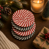Holiday Braided Fabric Coaster Set — Green & Red (4-Pack)