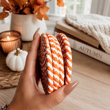 Autumn Braided Fabric Coaster Set — Orange White Spiral (4-Pack)