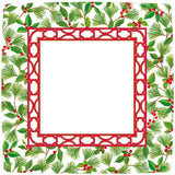 Caspari Knots And Greenery White Sq Square Dinner Plates - pack of 8