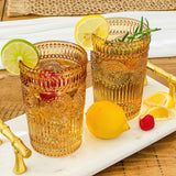 13 oz. Vintage Textured Amber Drinking Glass