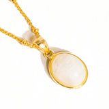 Caillou 18K Gold Assorted Natural Stone Necklace: Moonstone