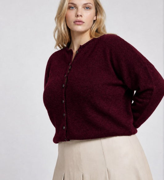 Plus Lightweight Button Down Knit Cardigan