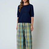 Raw Edge Half Sleeve Sweater Knit Top