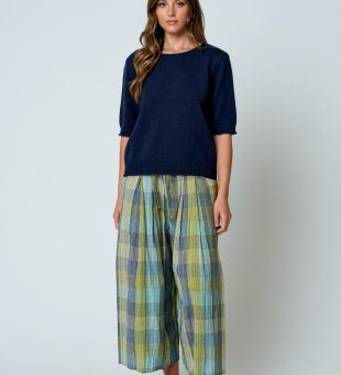 Raw Edge Half Sleeve Sweater Knit Top