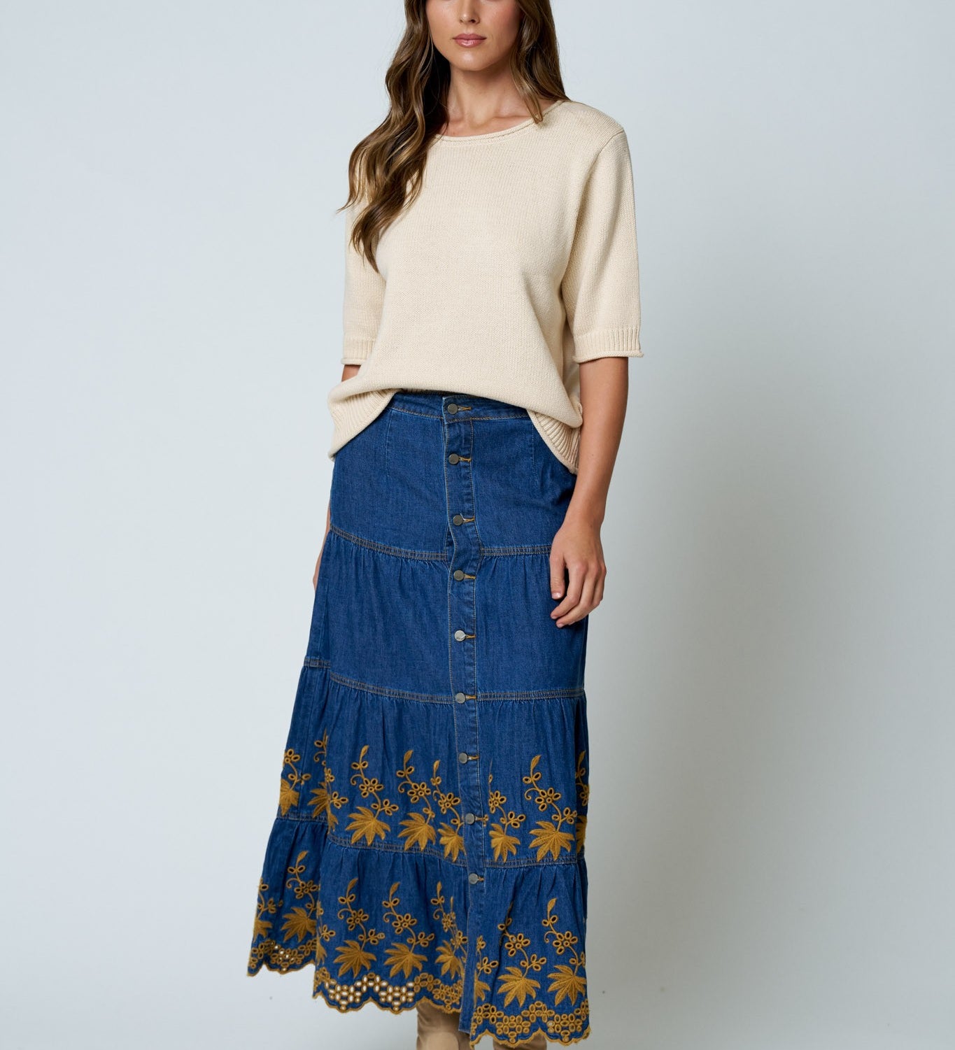Raw Edge Half Sleeve Sweater Knit Top