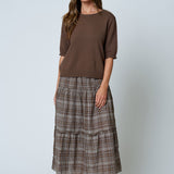 Raw Edge Half Sleeve Sweater Knit Top