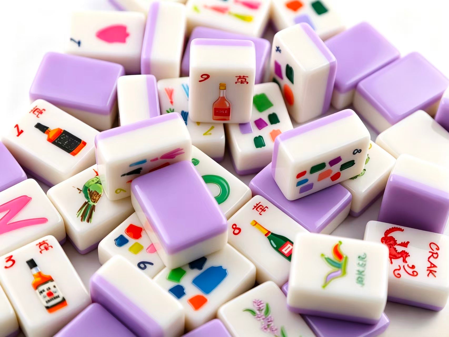 Cocktails Mahjong Tiles with Tote Bag/Dice
