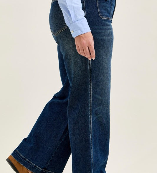 Judy Blue HW Lux Retro Wide Leg Patch Tab Jeans – Plus