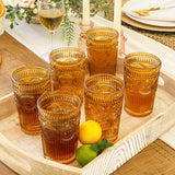 13 oz. Vintage Textured Amber Drinking Glass