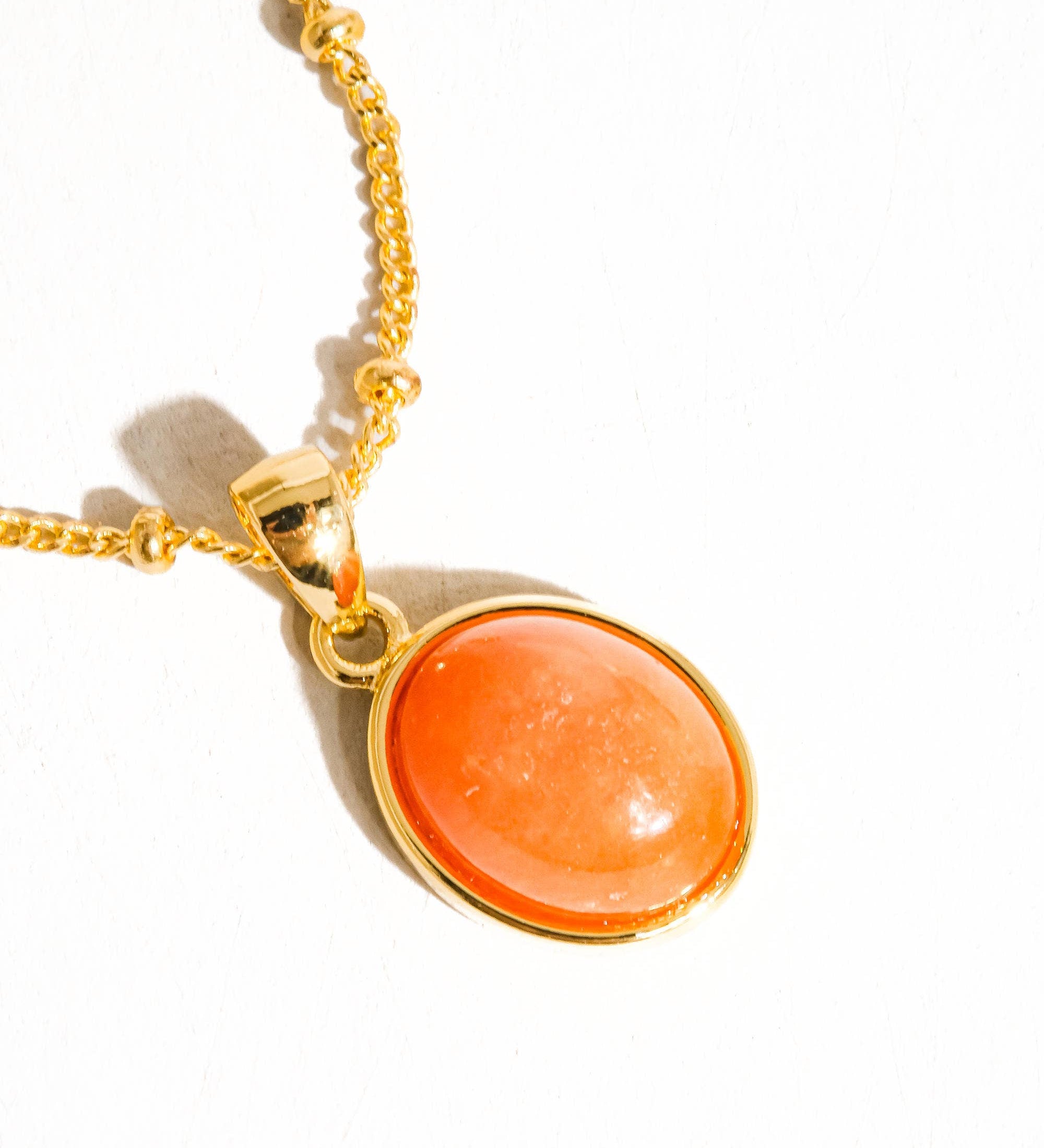 Caillou 18K Gold Assorted Natural Stone Necklace: Moonstone