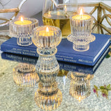 Vintage Ribbed Glass Clear Candle/Candlestick Holder