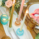 Vintage Ribbed Glass Clear Candle/Candlestick Holder