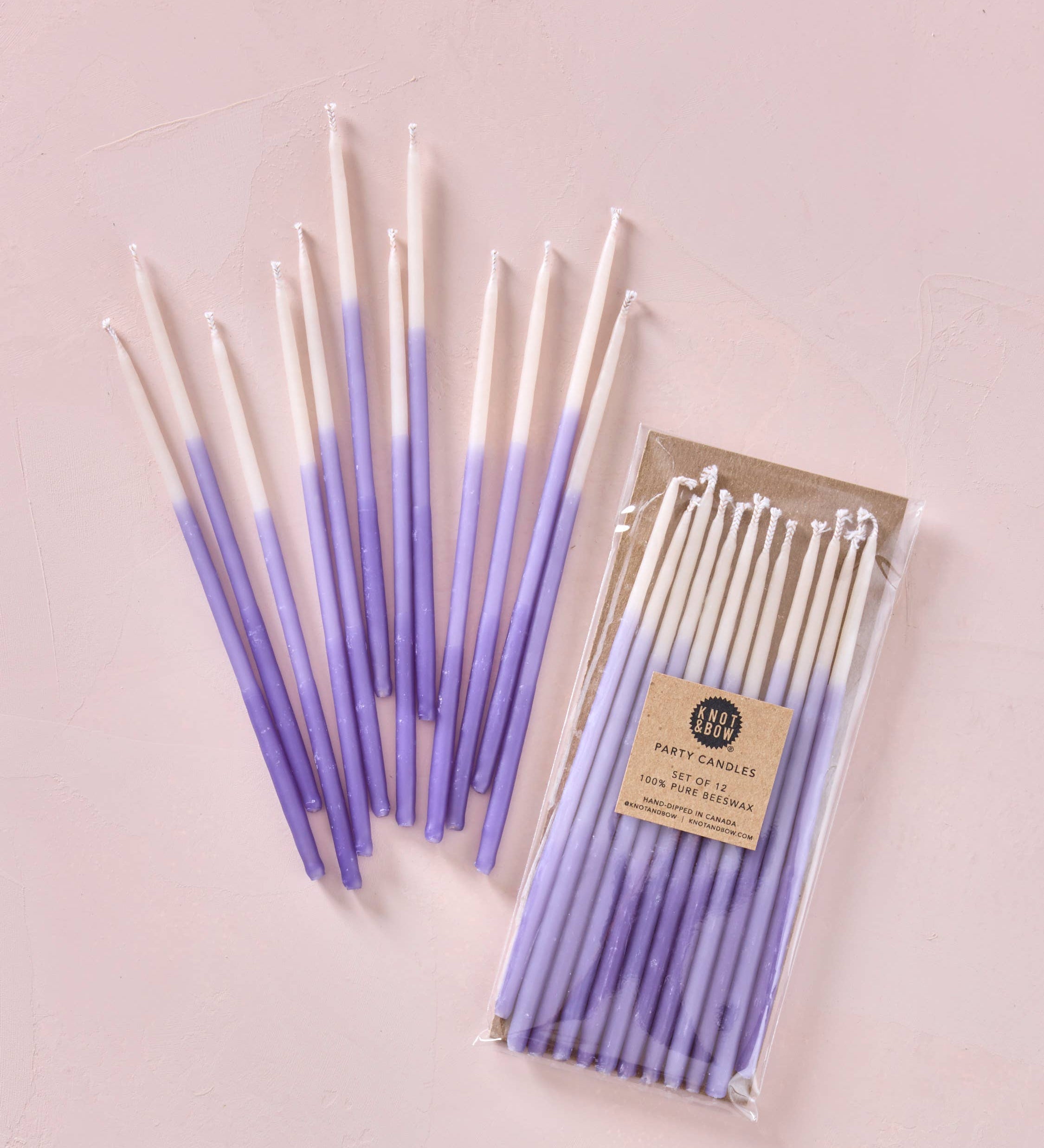 Hand Dipped Beeswax Birthday Candles | Tall Violet Ombré
