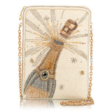 Bubbles & Bliss Champagne Pop Beaded Crossbody Handbag