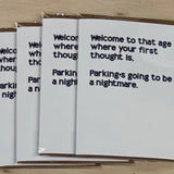 Funny Birthday Card | Getting Older Humor | Parking Anxiety