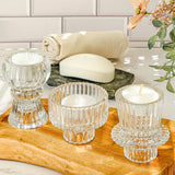 Vintage Ribbed Glass Clear Candle/Candlestick Holder