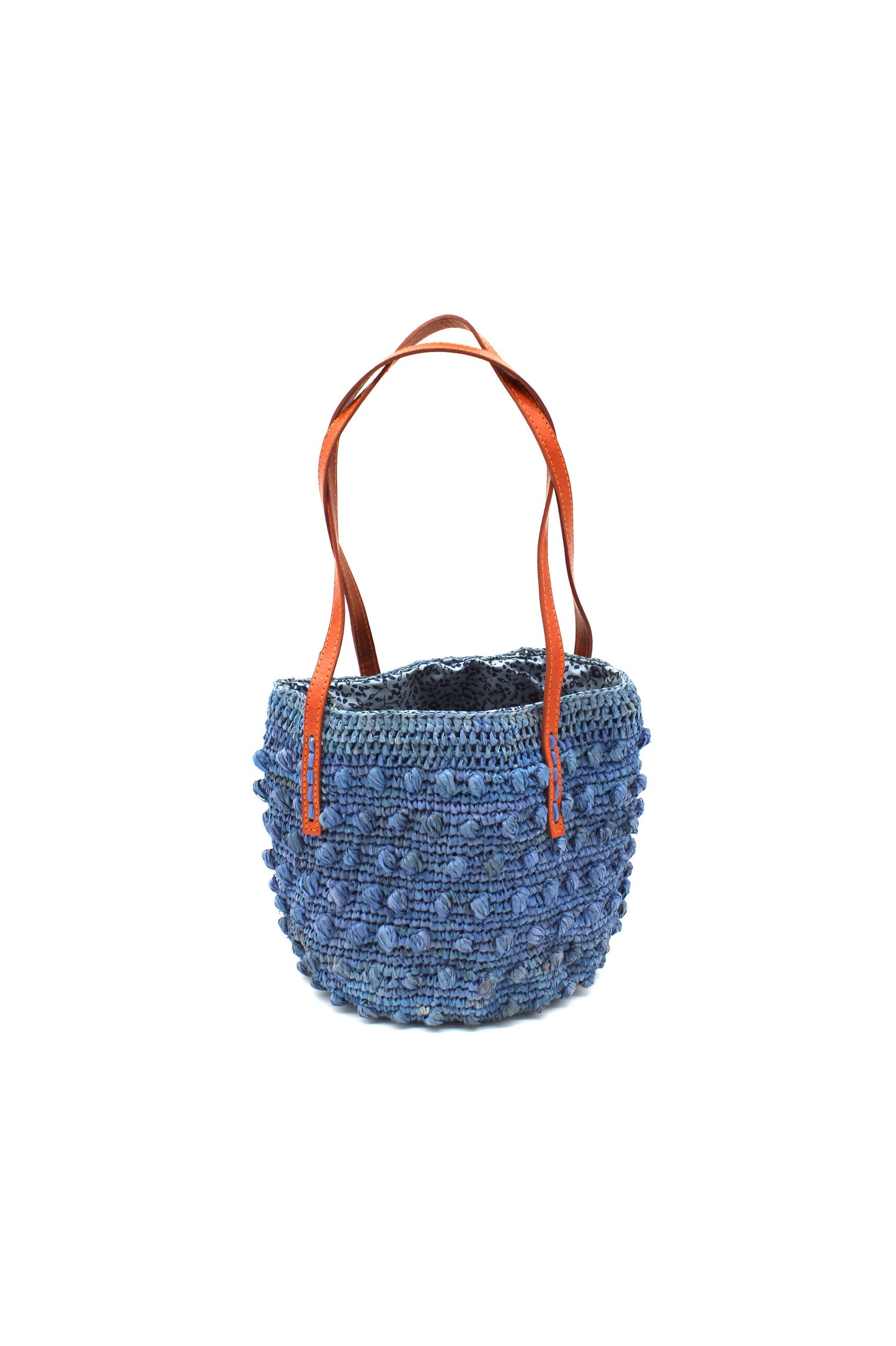 Boucle Small Crochet Straw Shoulder Bag Purse in Denim