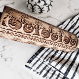 Wooden Embossed Pumpkin Rolling Pin