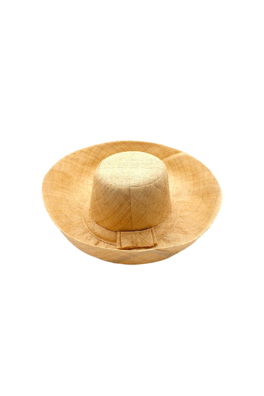 Monica 5" Wide Brim Solid Color Packable Straw Sun Hats: Natural
