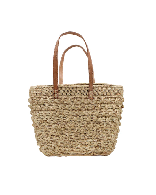 Boucle Crochet Straw Basket Bag in Natural