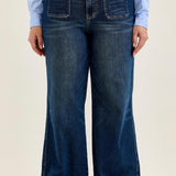 Judy Blue HW Lux Retro Wide Leg Patch Tab Jeans – Plus