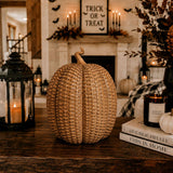 Faux Rattan Woven Pumpkin — Large