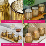 Ribbed Gold Glass Votive Candle Holder