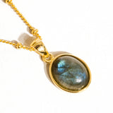 Caillou 18K Gold Assorted Natural Stone Necklace: Moonstone
