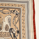 Flower, Paisley & Chain Print Elegant Silk Scarf