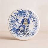 Blue and White Chinoiserie Ceramic Coaster — Spaniel
