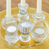 Vintage Ribbed Glass Clear Candle/Candlestick Holder