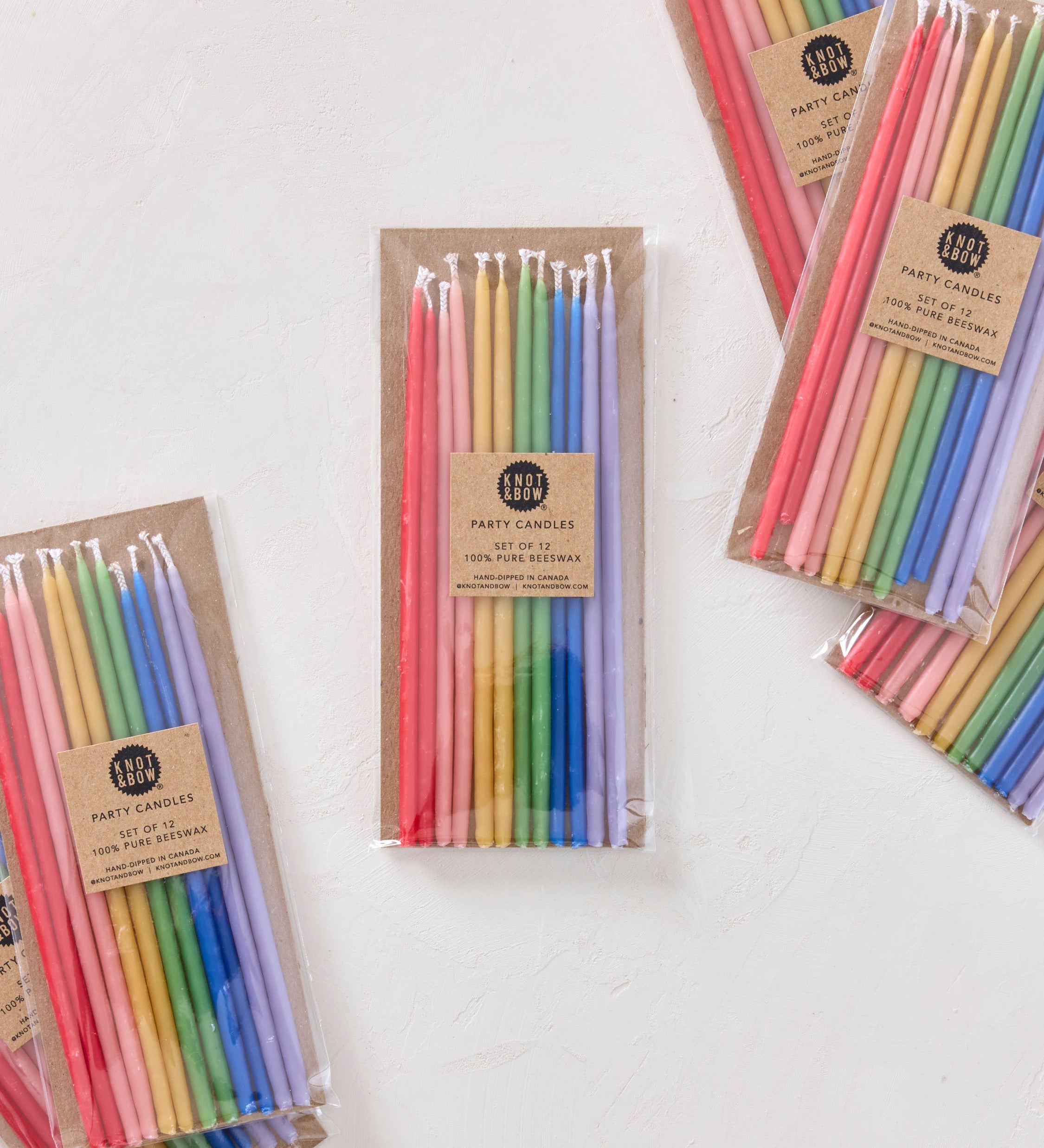 Hand-dipped Pure Beeswax Birthday Candles | Tall Rainbow