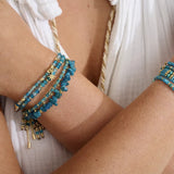 Arabella Apatite & Blue Topaz Gold Slider Bracelet