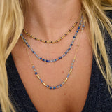 Salus Blue Aventurine Gold Beaded Necklace