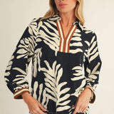 JODIFL Black Leaf Top with Gold Accent