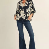 JODIFL Black Leaf Top with Gold Accent