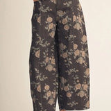 Brown Floral Barrel Pants