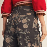 Brown Floral Barrel Pants