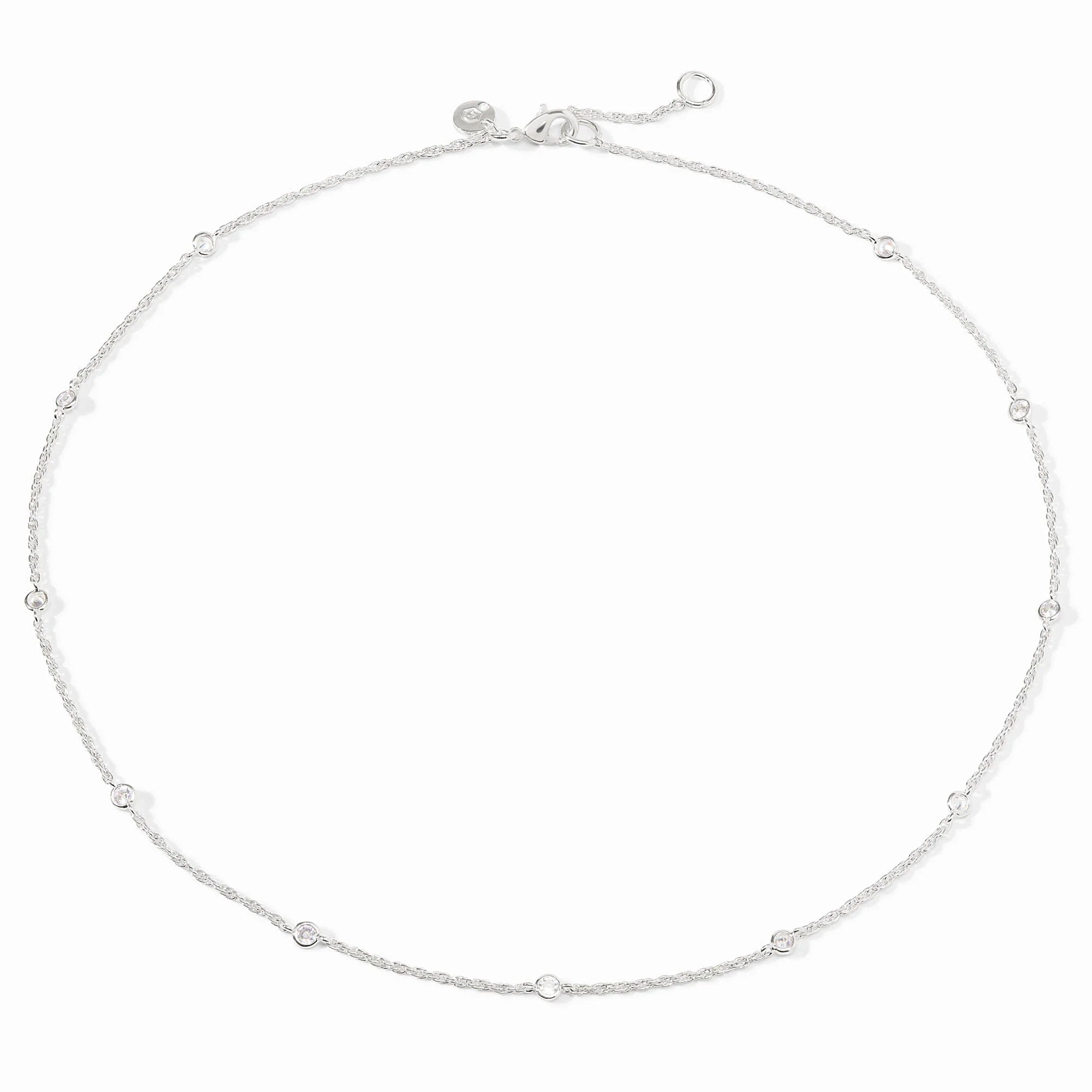 Julie Vos Celeste Delicate Station Necklace - Cubic Zirconia - Silver