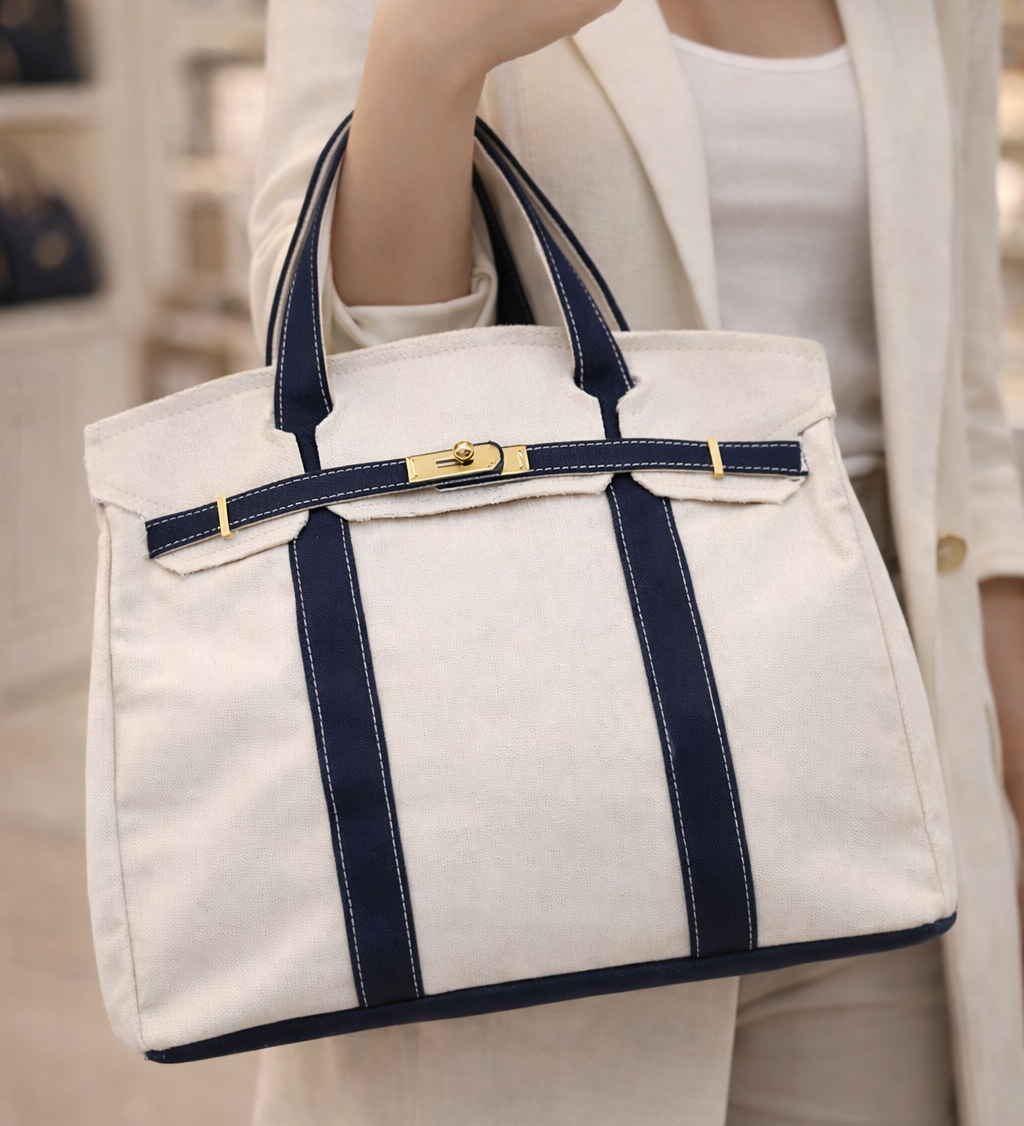 Heritage Stripe Canvas Boat Tote Bag – A Refined Everyday & Weekender Carryall