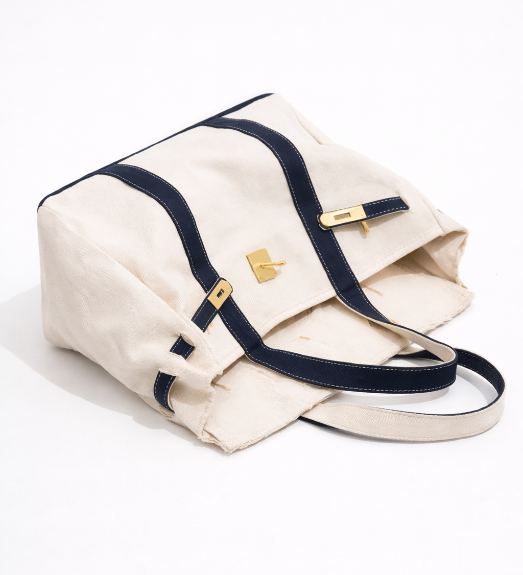 Heritage Stripe Canvas Boat Tote Bag – A Refined Everyday & Weekender Carryall
