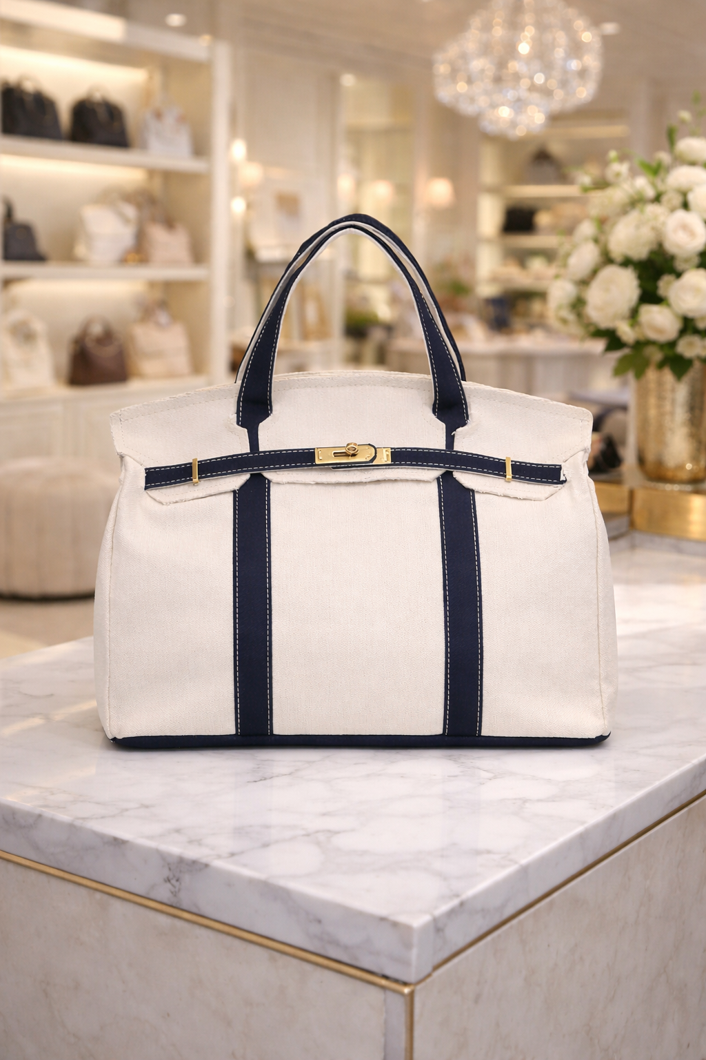 Heritage Stripe Canvas Tote Bag – A Refined Everyday & Weekender Carryall