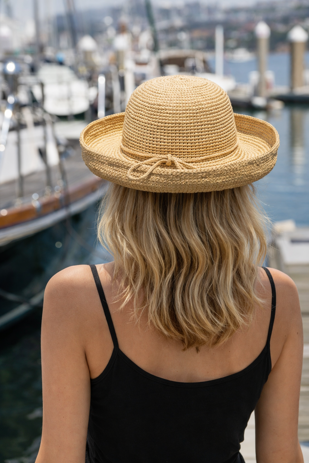 Leor 3" Brim Crochet Straw Sun Hat in Natural