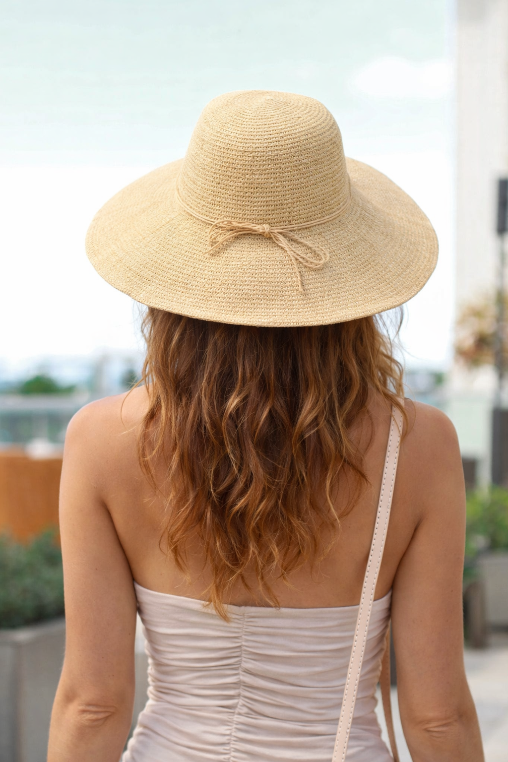 Monica 5" Wide Brim Solid Color Packable Straw Sun Hats: Natural
