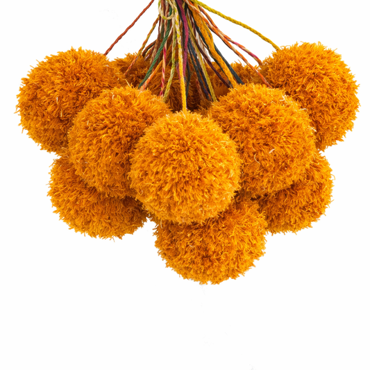 Pompoms Raffia Poufs Handbag Charm Embellishment: Saffron