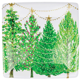 Caspari Christmas Trees With Lights Sq Dinner Plates Square