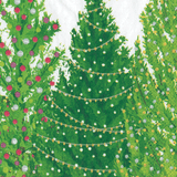 Caspari Christmas Trees With Lights Guest Towel