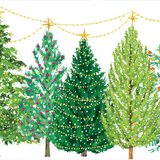Caspari Christmas Trees With Lights Paper Placemats Rectangle 12-In