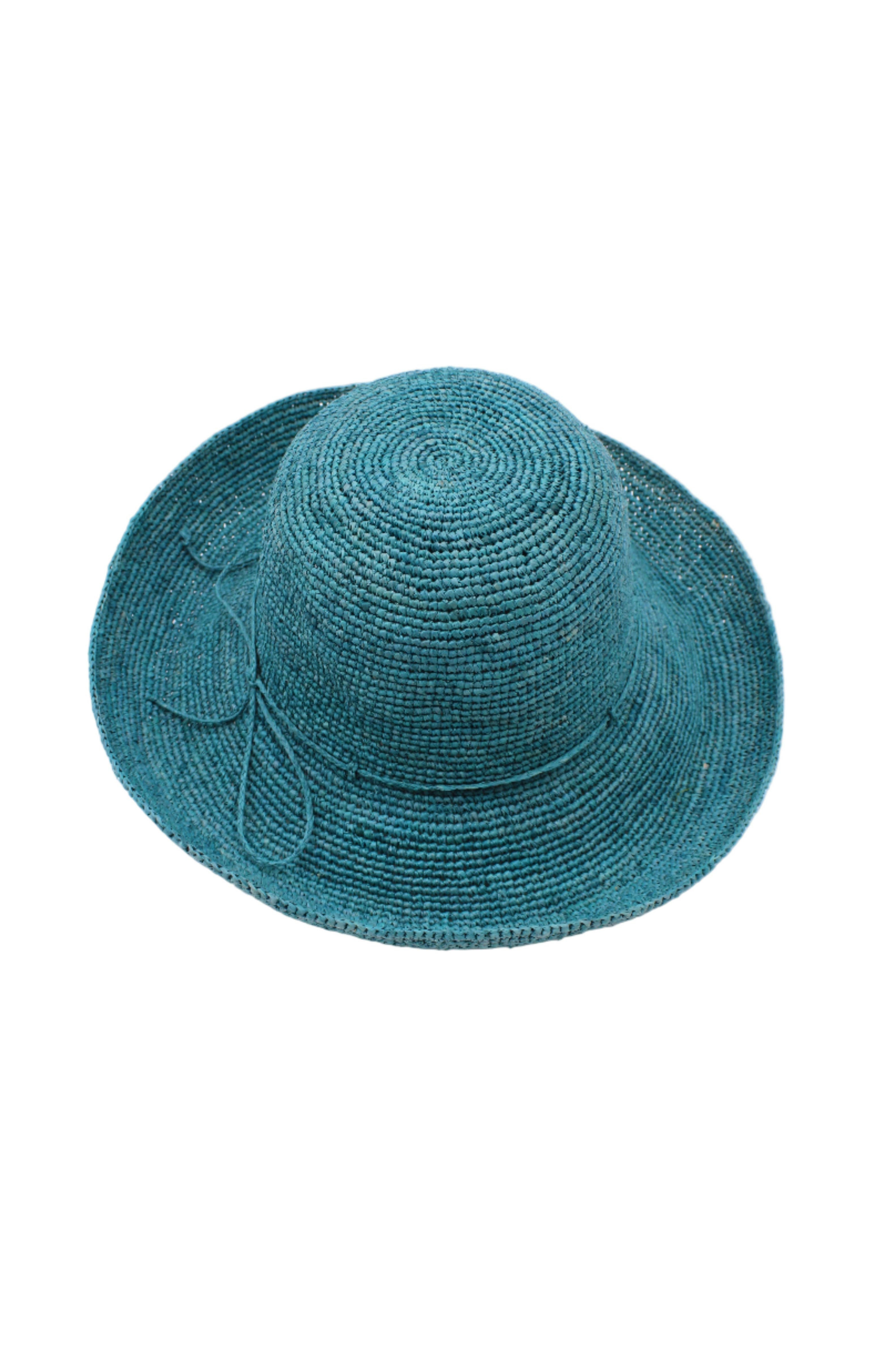 Leor 3" Brim Crochet Straw Sun Hat in Turquoise